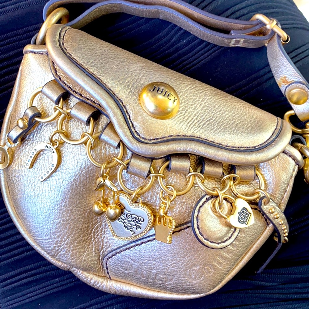 Vintage Juicy Couture Y2K Gold MINI BAG Wristlet Charms